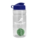 a clear bottle & reflex blue lid & green mixing ball groove 20 oz tritan(tm) shaker bottle with flip lid and mixing ball