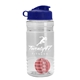 a clear bottle & reflex blue lid & red mixing ball groove 20 oz tritan(tm) shaker bottle with flip lid and mixing ball