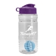 a clear bottle & violet lid & cyan mixing ball groove 20 oz tritan(tm) shaker bottle with flip lid and mixing ball