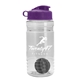 a clear bottle & violet lid & gray mixing ball groove 20 oz tritan(tm) shaker bottle with flip lid and mixing ball