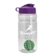a clear bottle & violet lid & green mixing ball groove 20 oz tritan(tm) shaker bottle with flip lid and mixing ball