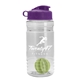 a clear bottle & violet lid & lime green mixing ball groove 20 oz tritan(tm) shaker bottle with flip lid and mixing ball