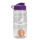 a clear bottle & violet lid & orange mixing ball groove 20 oz tritan(tm) shaker bottle with flip lid and mixing ball