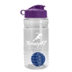 a clear bottle & violet lid & royal blue mixing ball groove 20 oz tritan(tm) shaker bottle with flip lid and mixing ball