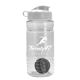 a clear bottle & white lid & gray mixing ball groove 20 oz tritan(tm) shaker bottle with flip lid and mixing ball