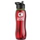 a red bottle & black lid & green accent collar slim grip - 25 oz tritan(tm) bottle with flip straw lid and accent collar