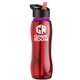 a red bottle & black w/ red spout lid & violet accent collar slim grip - 25 oz tritan(tm) bottle with flip straw lid and accent collar