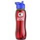 a red bottle & blue lid & green accent collar slim grip - 25 oz tritan(tm) bottle with flip straw lid and accent collar