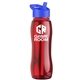 a red bottle & blue lid & red accent collar slim grip - 25 oz tritan(tm) bottle with flip straw lid and accent collar