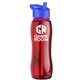 a red bottle & blue lid & violet accent collar slim grip - 25 oz tritan(tm) bottle with flip straw lid and accent collar