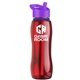 a red bottle & violet lid & blue accent collar slim grip - 25 oz tritan(tm) bottle with flip straw lid and accent collar