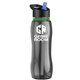 a smoke bottle & black w/ blue spout lid & green accent collar slim grip - 25 oz tritan(tm) bottle with flip straw lid and accent collar