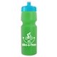 a translucent green bottle & cyan lid 24 oz venture bike white water bottle