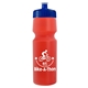 a translucent red bottle & navy blue lid 24 oz venture bike white water bottle