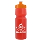 a translucent red bottle & orange lid 24 oz venture bike white water bottle