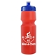 a translucent red bottle & royal blue lid 24 oz venture bike white water bottle