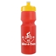 a translucent red bottle & yellow lid 24 oz venture bike white water bottle