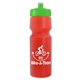 a translucent red bottle & lime green lid 24 oz venture bike white water bottle