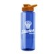 a blue bottle & orange lid the guzzler - 32 oz transparent bottle with drink thru lid