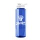 a blue bottle & white lid the guzzler - 32 oz transparent bottle with drink thru lid