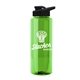 a green bottle & black lid the guzzler - 32 oz transparent bottle with drink thru lid