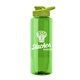 a green bottle & lime green lid the guzzler - 32 oz transparent bottle with drink thru lid
