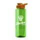 a green bottle & orange lid the guzzler - 32 oz transparent bottle with drink thru lid