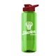 a green bottle & red lid the guzzler - 32 oz transparent bottle with drink thru lid