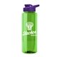 a green bottle & violet lid the guzzler - 32 oz transparent bottle with drink thru lid