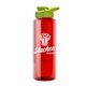 a red bottle & lime green lid the guzzler - 32 oz transparent bottle with drink thru lid
