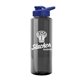a smoke bottle & royal blue lid the guzzler - 32 oz transparent bottle with drink thru lid