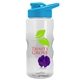 a clear bottle & cyan lid & violet mixing ball mini mountain 22 oz tritan(tm) shaker bottle with drink thru lid