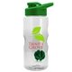 a clear bottle & green lid & green mixing ball mini mountain 22 oz tritan(tm) shaker bottle with drink thru lid