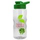 a clear bottle & green lid & lime green mixing ball mini mountain 22 oz tritan(tm) shaker bottle with drink thru lid