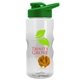 a clear bottle & green lid & orange mixing ball mini mountain 22 oz tritan(tm) shaker bottle with drink thru lid