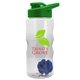 a clear bottle & green lid & blue mixing ball mini mountain 22 oz tritan(tm) shaker bottle with drink thru lid