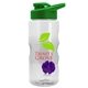 a clear bottle & green lid & violet mixing ball mini mountain 22 oz tritan(tm) shaker bottle with drink thru lid