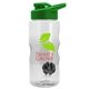 a clear bottle & green lid & gray mixing ball mini mountain 22 oz tritan(tm) shaker bottle with drink thru lid