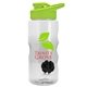 a clear bottle & lime green lid & black mixing ball mini mountain 22 oz tritan(tm) shaker bottle with drink thru lid