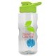 a clear bottle & lime green lid & cyan mixing ball mini mountain 22 oz tritan(tm) shaker bottle with drink thru lid