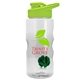 a clear bottle & lime green lid & green mixing ball mini mountain 22 oz tritan(tm) shaker bottle with drink thru lid