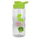 a clear bottle & lime green lid & lime green mixing ball mini mountain 22 oz tritan(tm) shaker bottle with drink thru lid