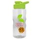 a clear bottle & lime green lid & orange mixing ball mini mountain 22 oz tritan(tm) shaker bottle with drink thru lid