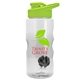 a clear bottle & lime green lid & gray mixing ball mini mountain 22 oz tritan(tm) shaker bottle with drink thru lid
