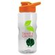 a clear bottle & orange lid & green mixing ball mini mountain 22 oz tritan(tm) shaker bottle with drink thru lid