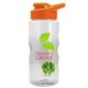 a clear bottle & orange lid & lime green mixing ball mini mountain 22 oz tritan(tm) shaker bottle with drink thru lid