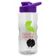 a clear bottle & violet lid & black mixing ball mini mountain 22 oz tritan(tm) shaker bottle with drink thru lid