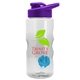a clear bottle & violet lid & cyan mixing ball mini mountain 22 oz tritan(tm) shaker bottle with drink thru lid