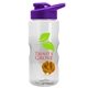 a clear bottle & violet lid & orange mixing ball mini mountain 22 oz tritan(tm) shaker bottle with drink thru lid