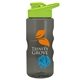 a smoke bottle & lime green lid & cyan mixing ball mini mountain 22 oz tritan(tm) shaker bottle with drink thru lid